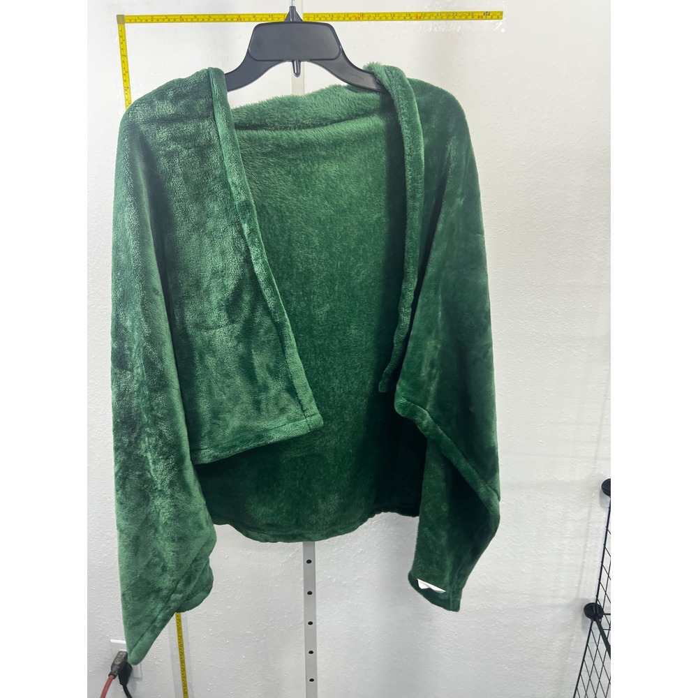 Green Christmas Tree Wearable Blanket Hooded Wrap Plush FleeceGold Star One Size